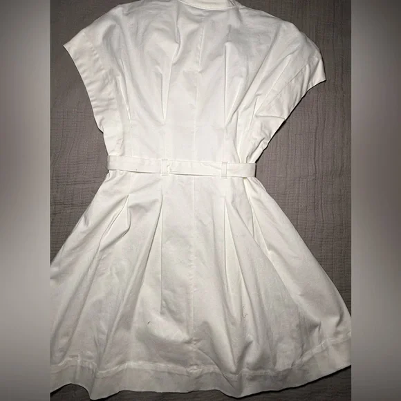 ZARA White Belted Mini Dress Pleated Short Sleeve Size S - Picture 12 of 15
